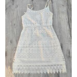 Dress Womens Size XS White Lace Slip Sundress Crochet Lined Festival Cottagecore